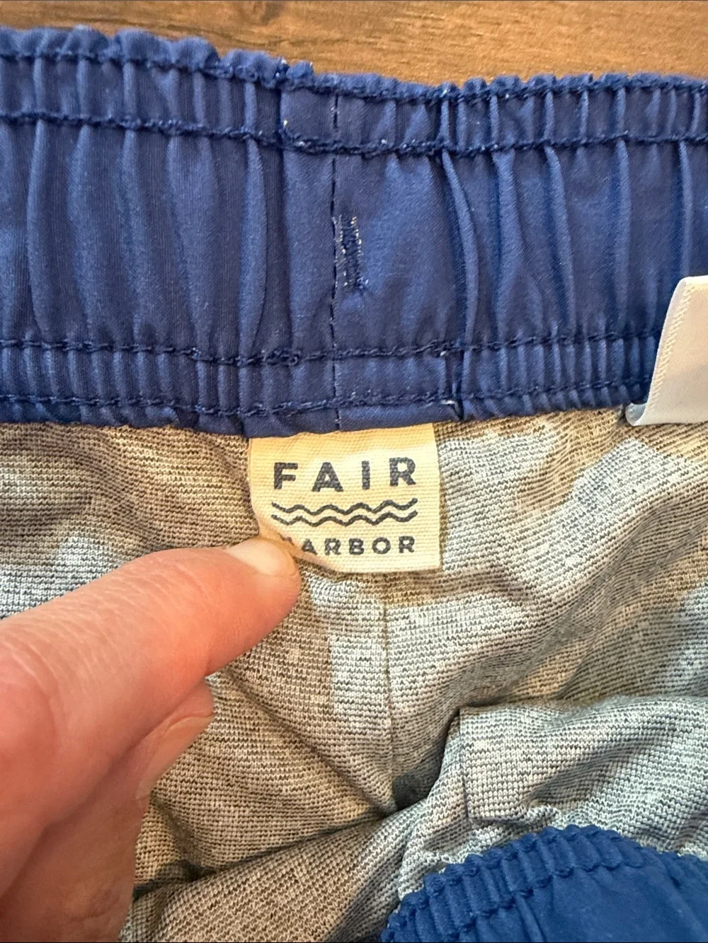 Fair Harbor Anchor Palm Print Swim Trunks In Teal Color Block Size Large